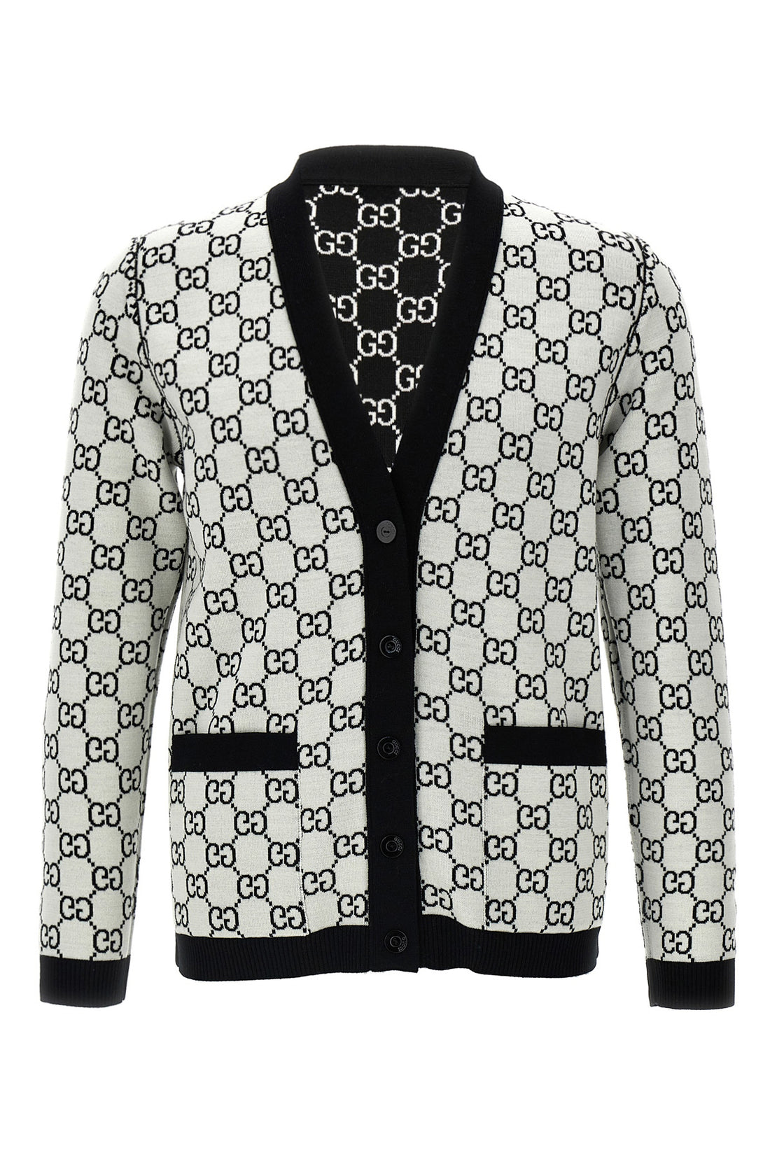 GUCCI L reversible gg fine tubular wool jacquard cardigan