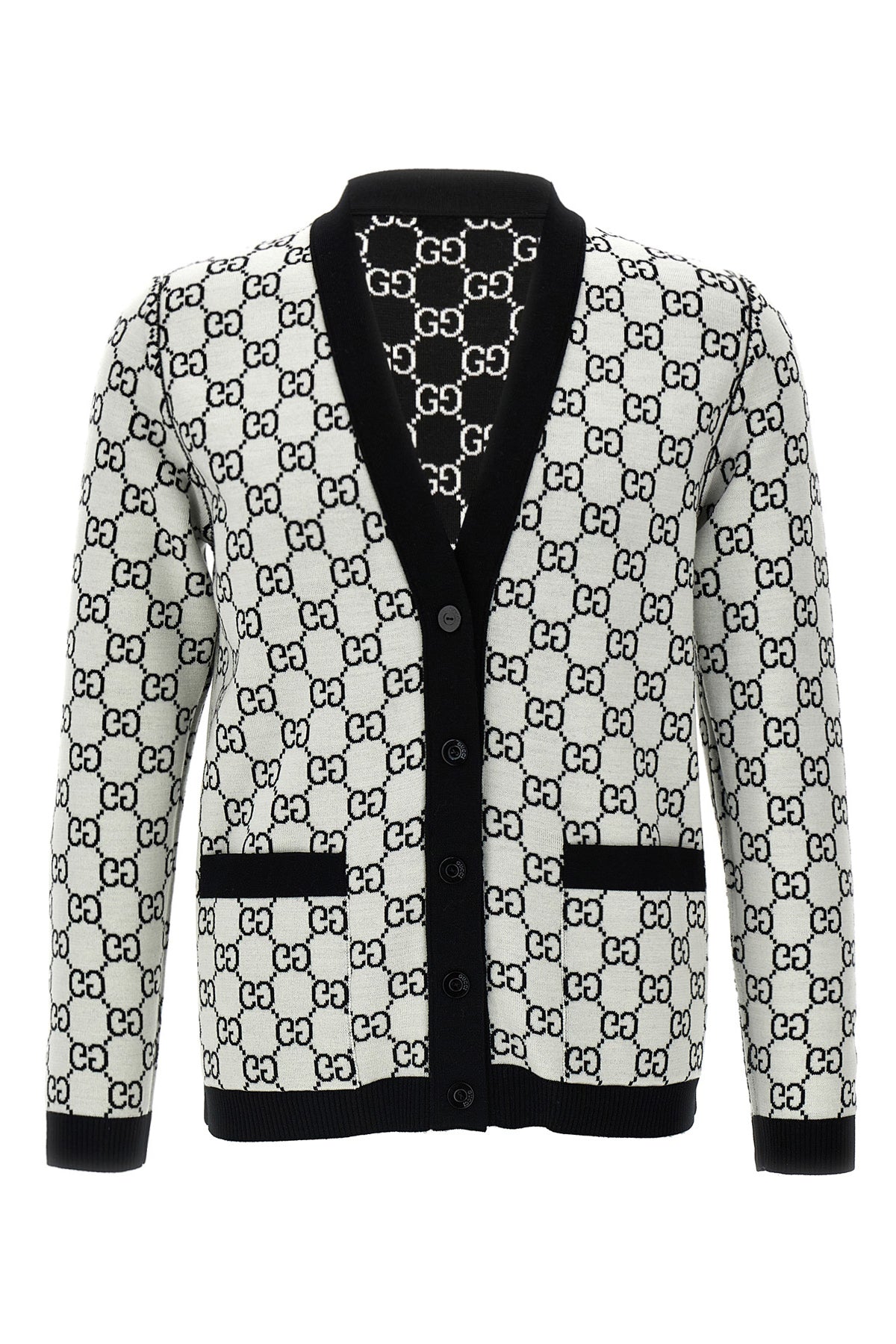 reversible gg fine tubular wool jacquard cardigan