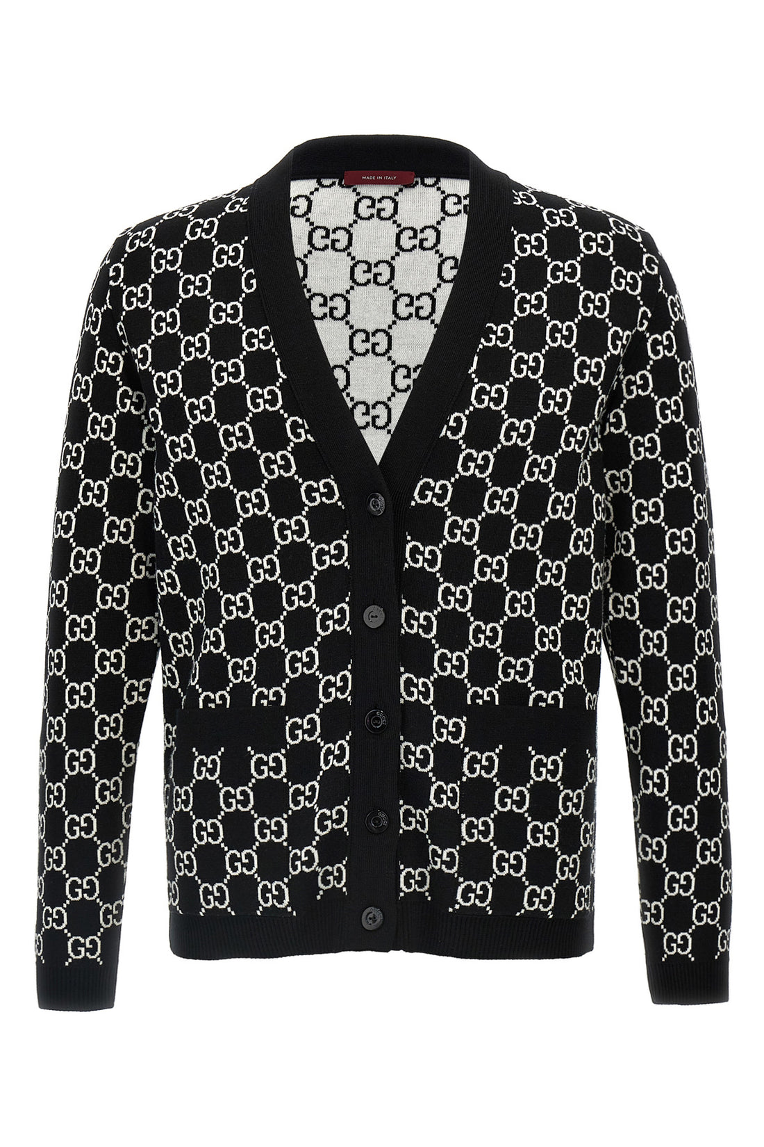 GUCCI M reversible gg fine tubular wool jacquard cardigan