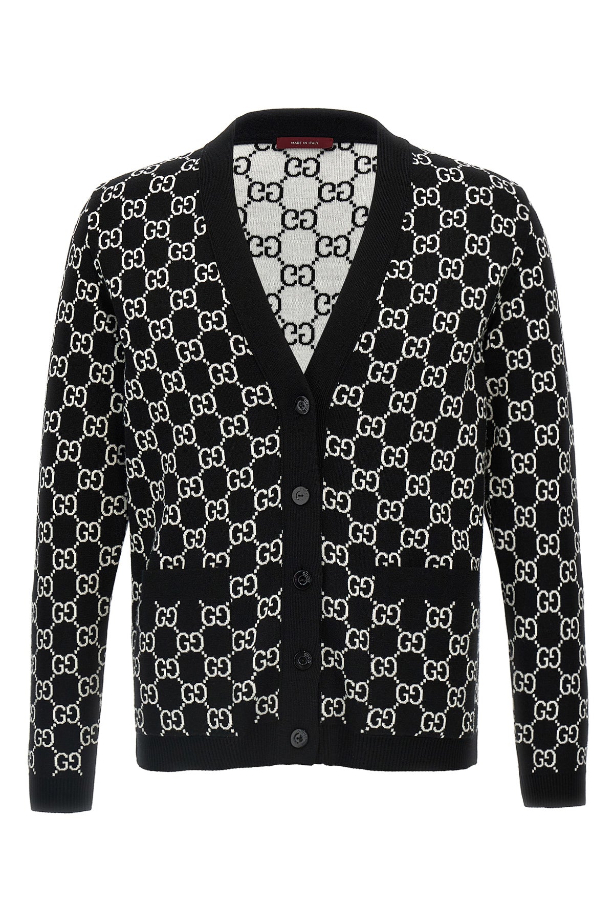 reversible gg fine tubular wool jacquard cardigan