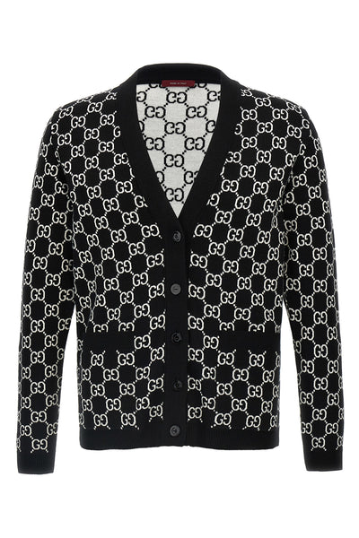 reversible gg fine tubular wool jacquard cardigan