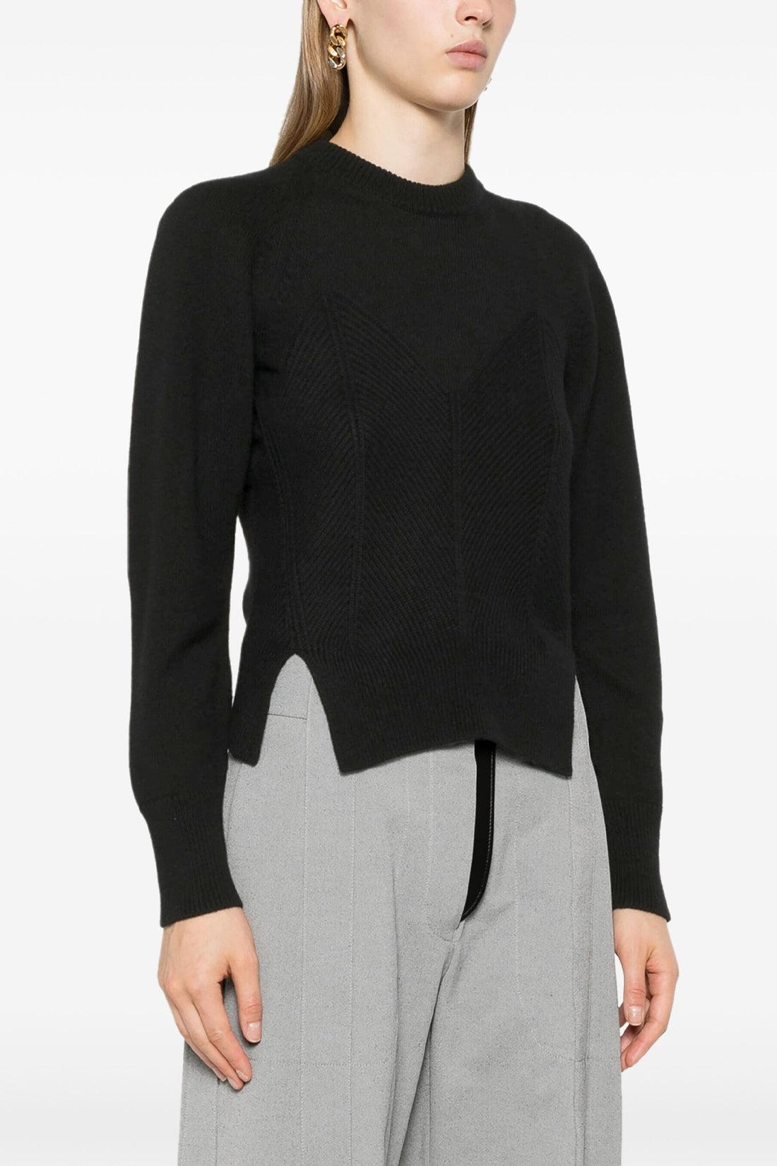 ALEXANDER MCQUEEN M chevron corset wool and cashmere sweater