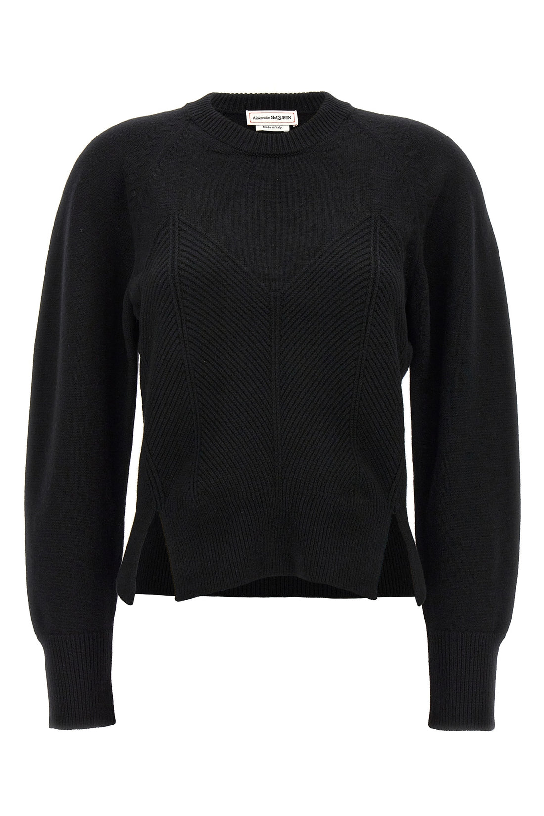 ALEXANDER MCQUEEN M chevron corset wool and cashmere sweater