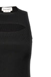 sleeveless stretch viscose blend ribbed knit midi dress