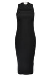 sleeveless stretch viscose blend ribbed knit midi dress