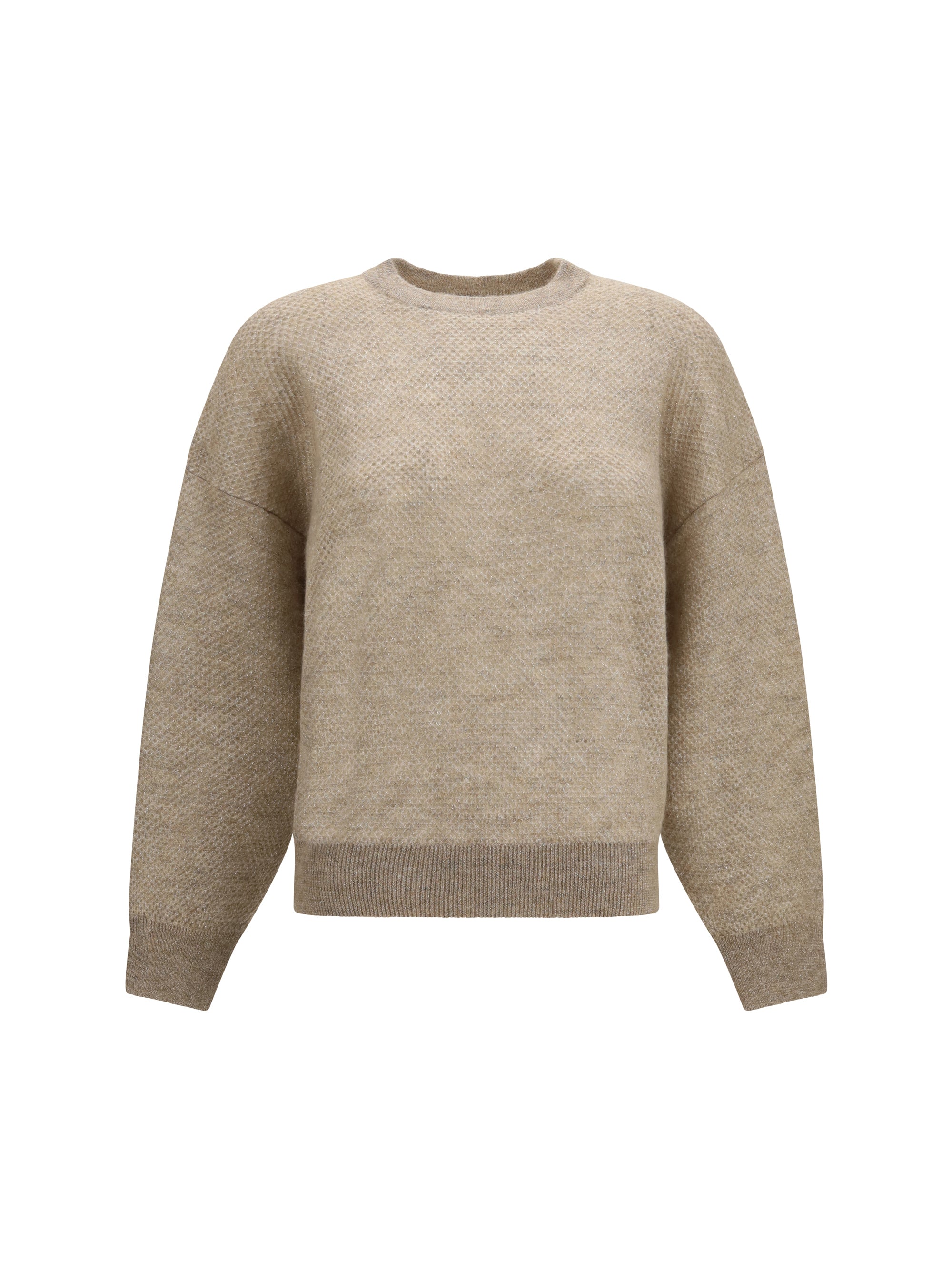 open-knit crewneck sweater