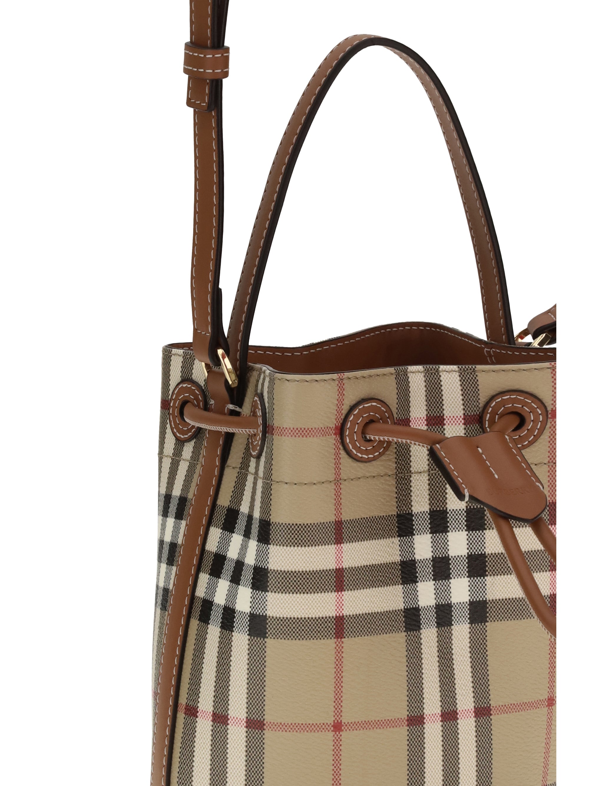 BURBERRY OS check mini bucket bag