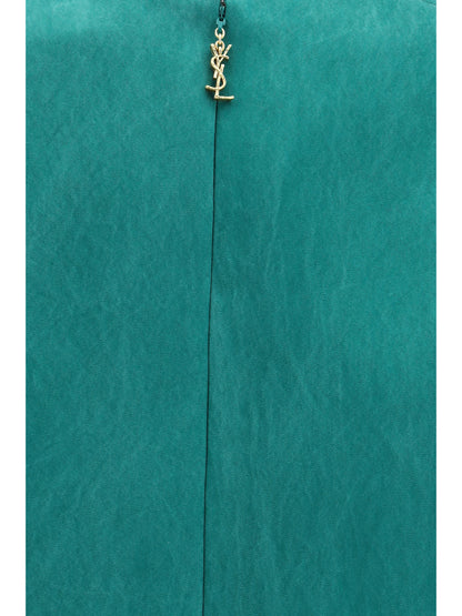 SAINT LAURENT 36 stonewashed silk satin boxy dress