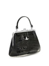 granny frame crocodile effect handbag