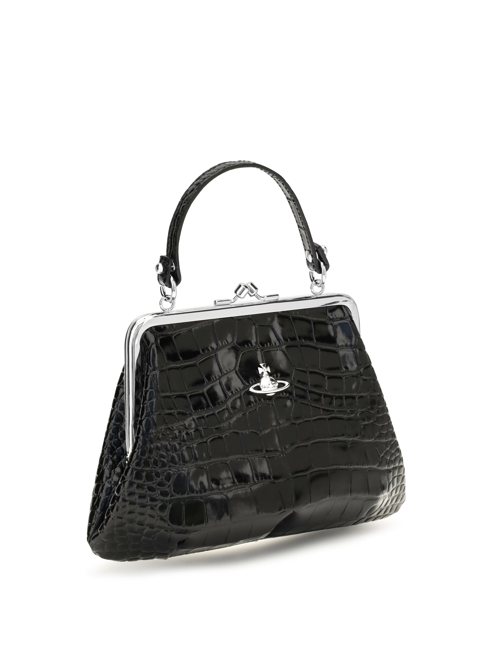 granny frame crocodile effect handbag