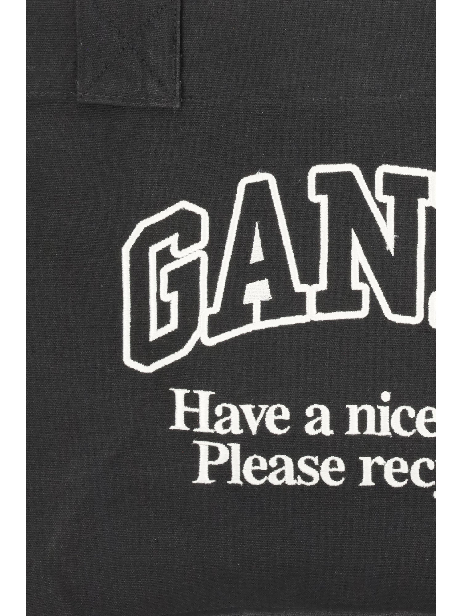 GANNI OS logo canvas tote bag