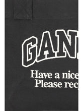 GANNI OS logo canvas tote bag