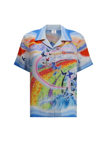 CASABLANCA L teacher butterfly landscape short sleeves shirt
