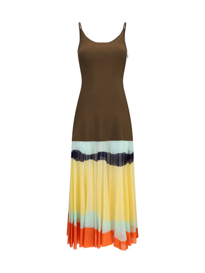 FENDI 40 long dress with color-striped skirt