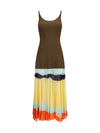 long dress with color-striped skirt