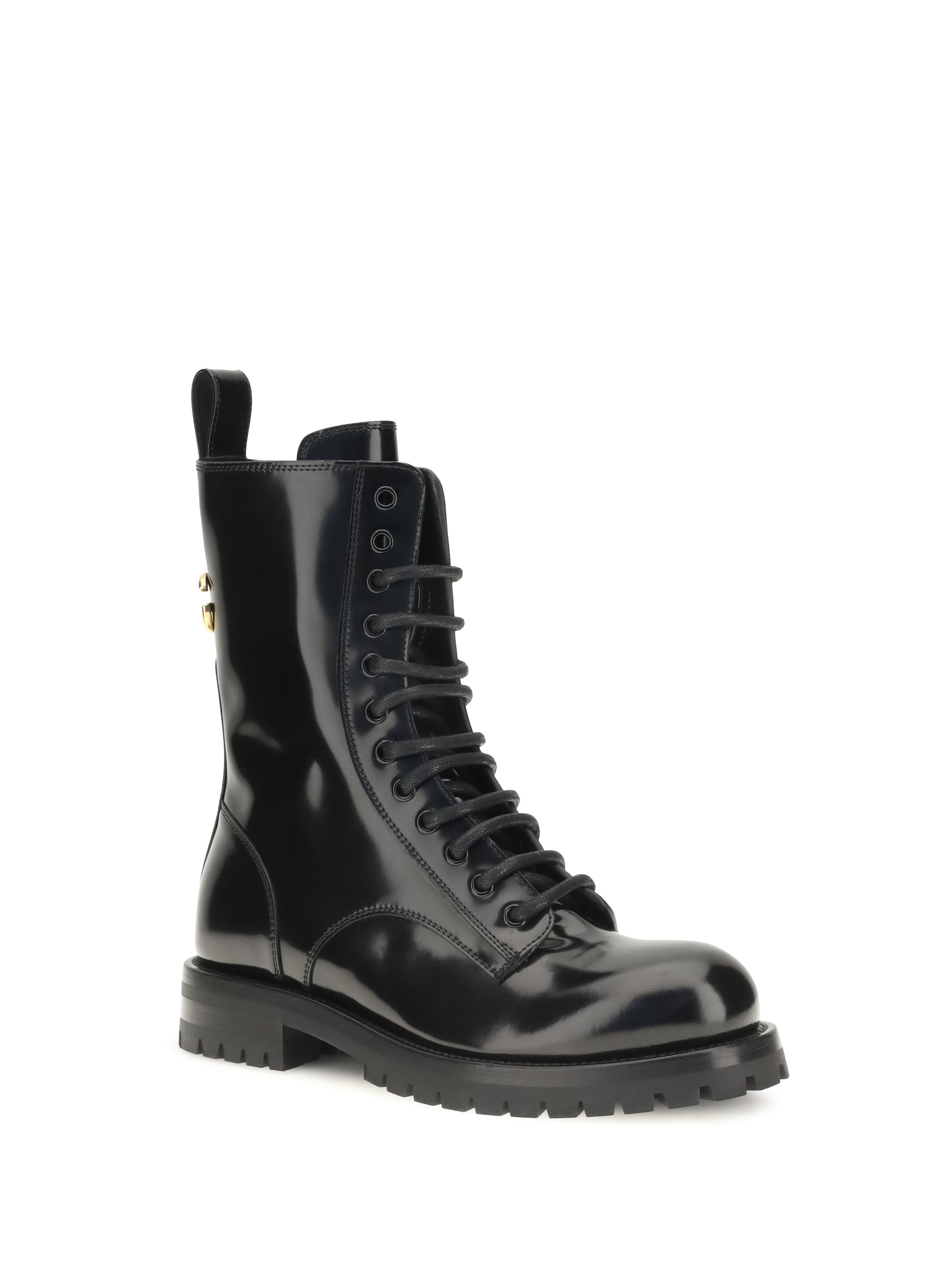 leather lace-up booties