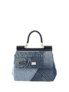 small sicily denim and calf leather handbag