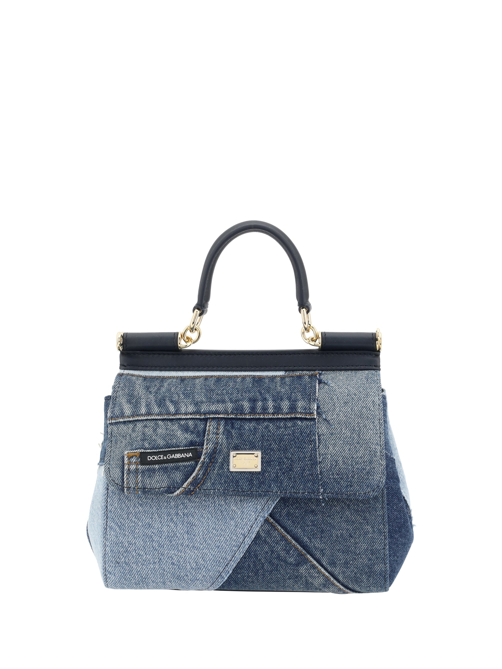 small sicily denim and calf leather handbag