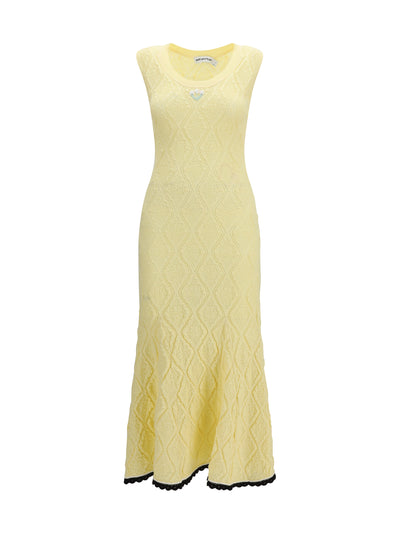 pointelle knit midi dress