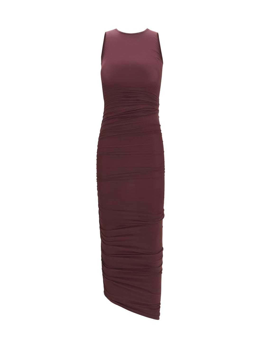 WOLFORD M asymmetric semi-sheer midi dress