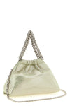 falabella mini drawstring handbag in eco shiny dotted chamois fabric