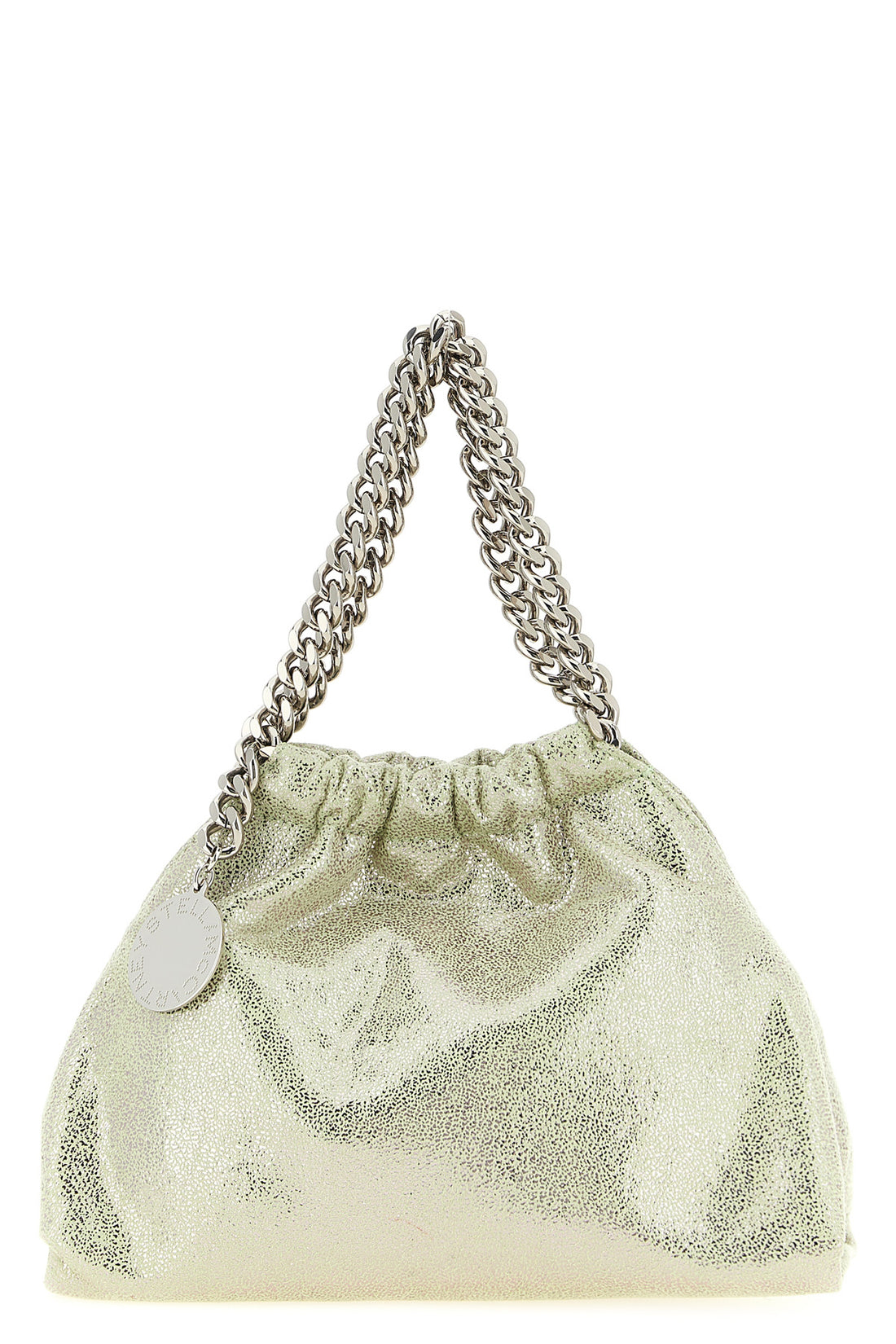 STELLA MCCARTNEY OS falabella mini drawstring handbag in eco shiny dotted chamois fabric