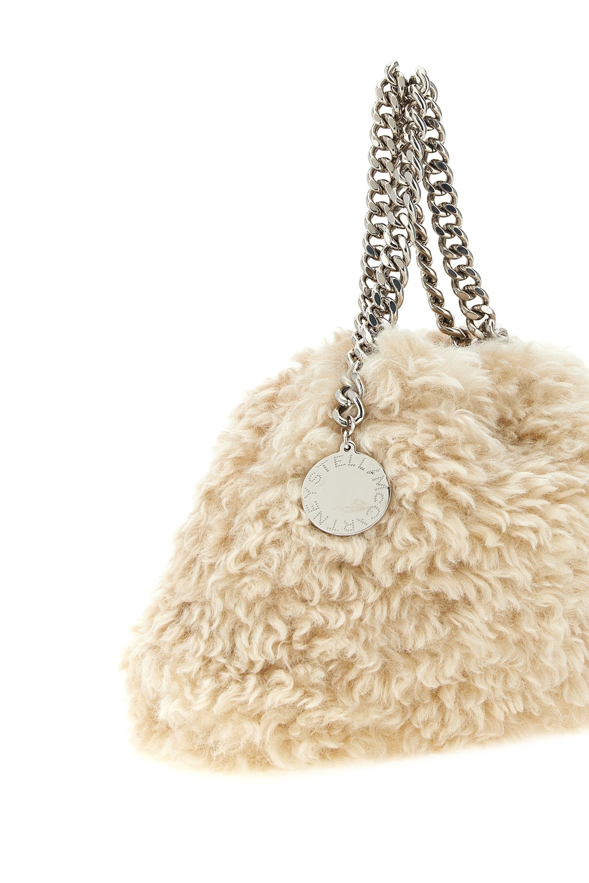 the stella mccartney falabella mini handbag stands out for its material textur