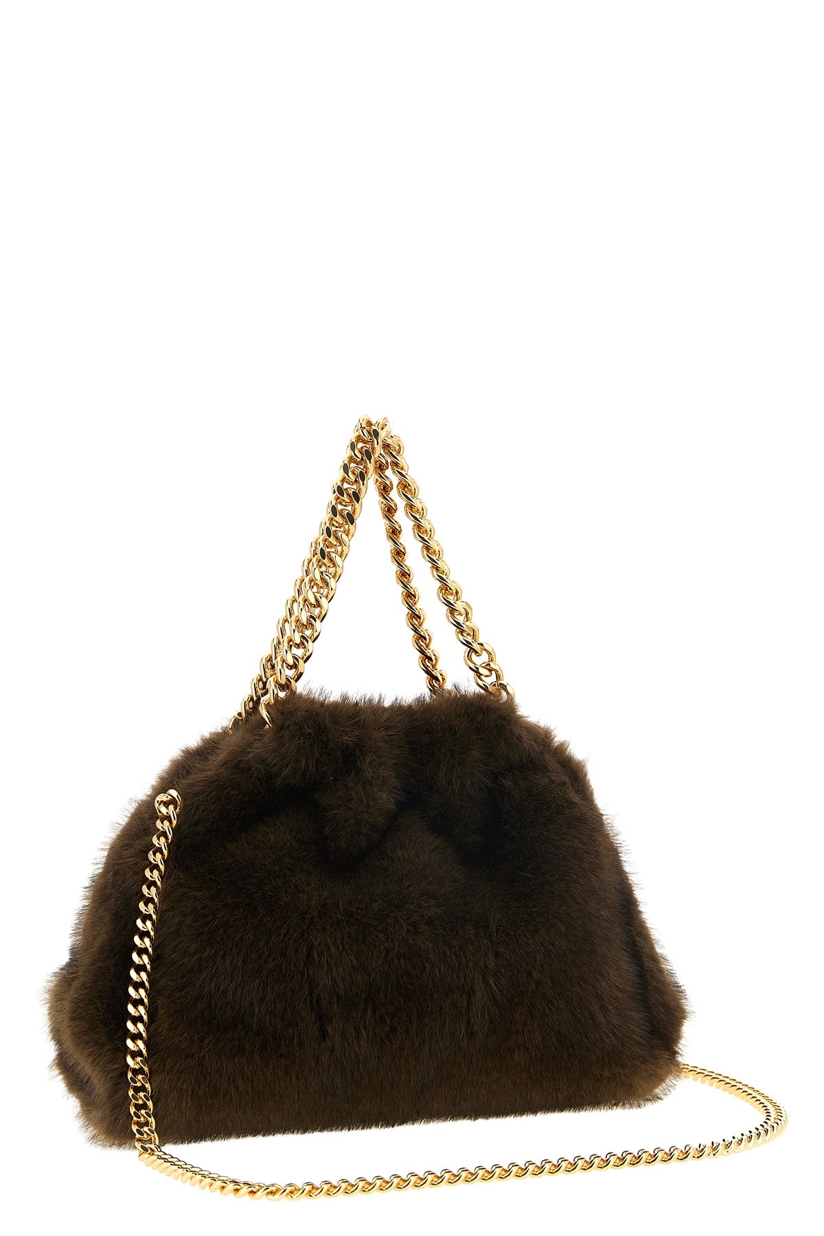the stella mccartney falabella mini drawstring handbag presents a destructured