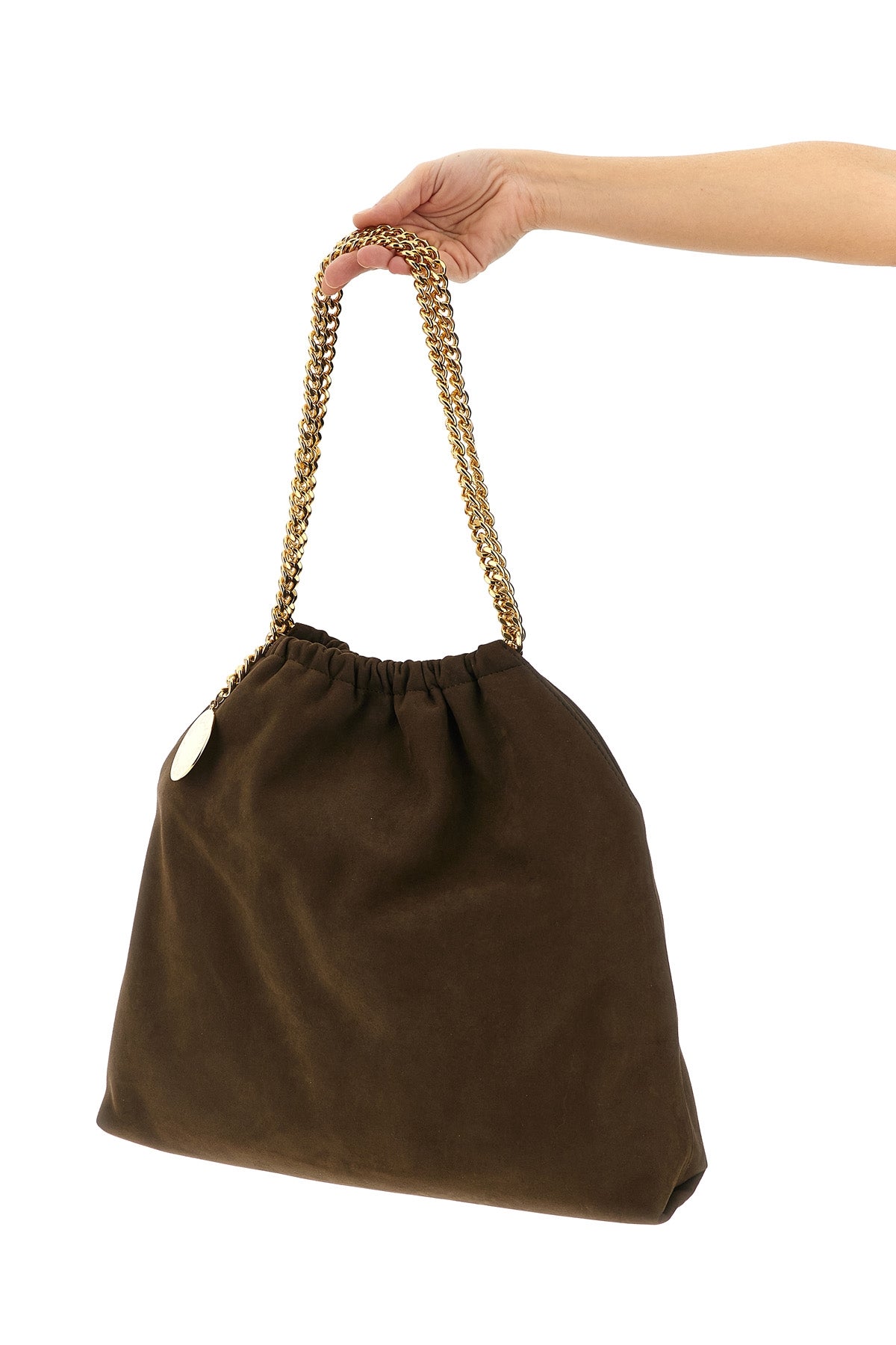 falabella drawstring shoulder bag in suede effect fabric