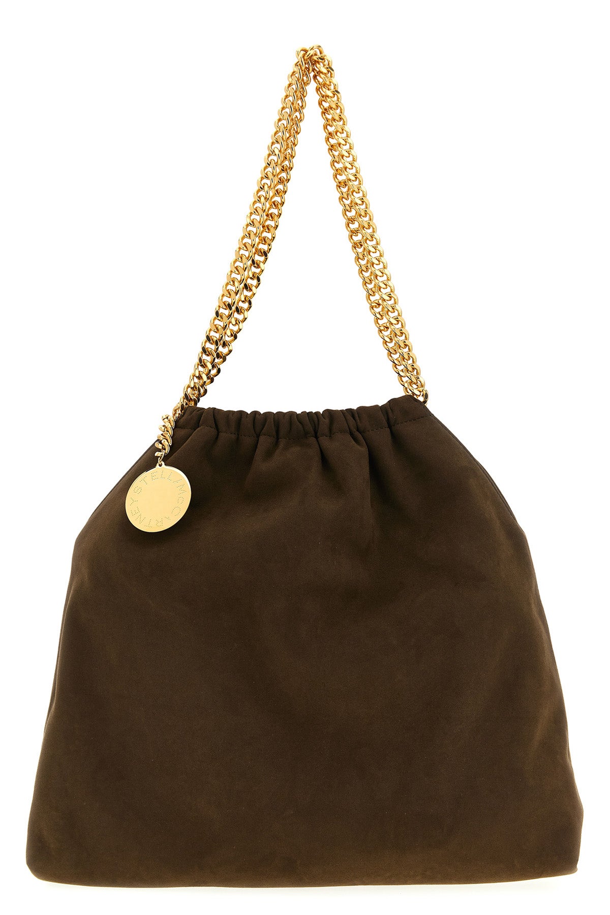 falabella drawstring shoulder bag in suede effect fabric