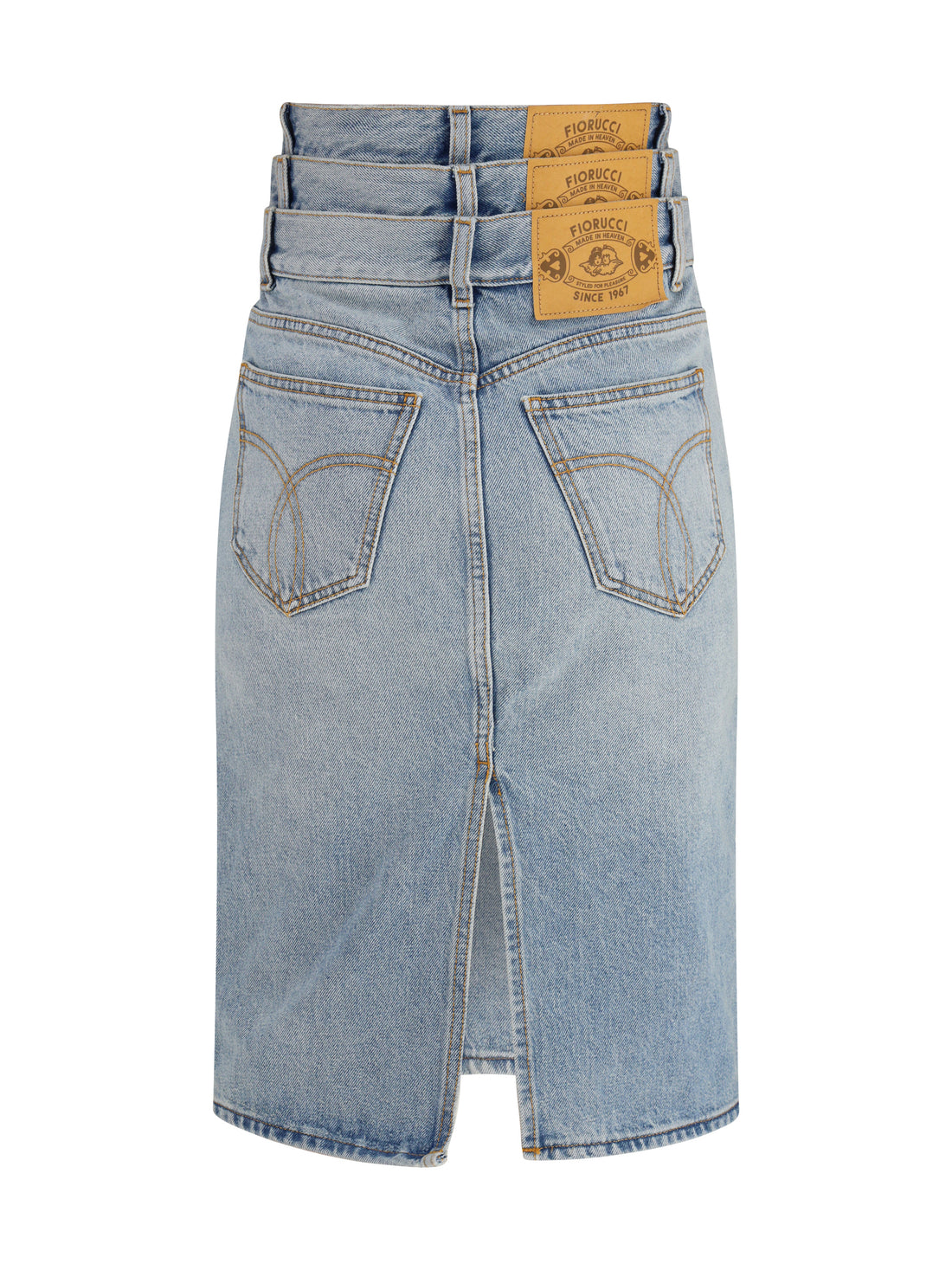 FIORUCCI 26 midi denim skirt with triple layer
