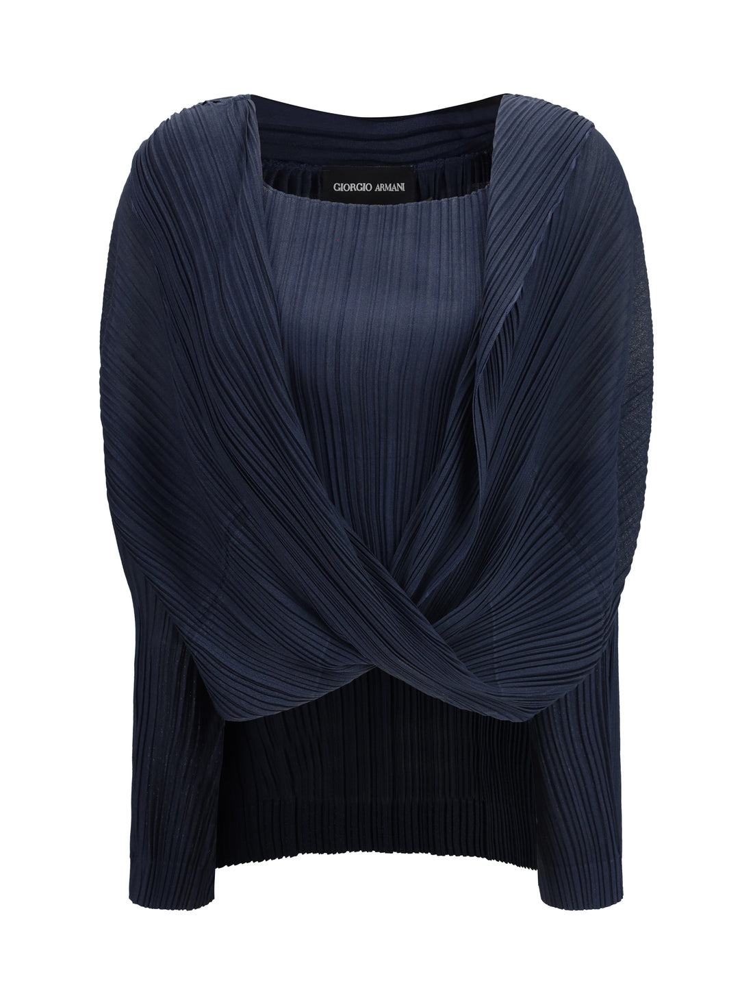 GIORGIO ARMANI 46 twin set crafted from semi-sheer pleated fabric