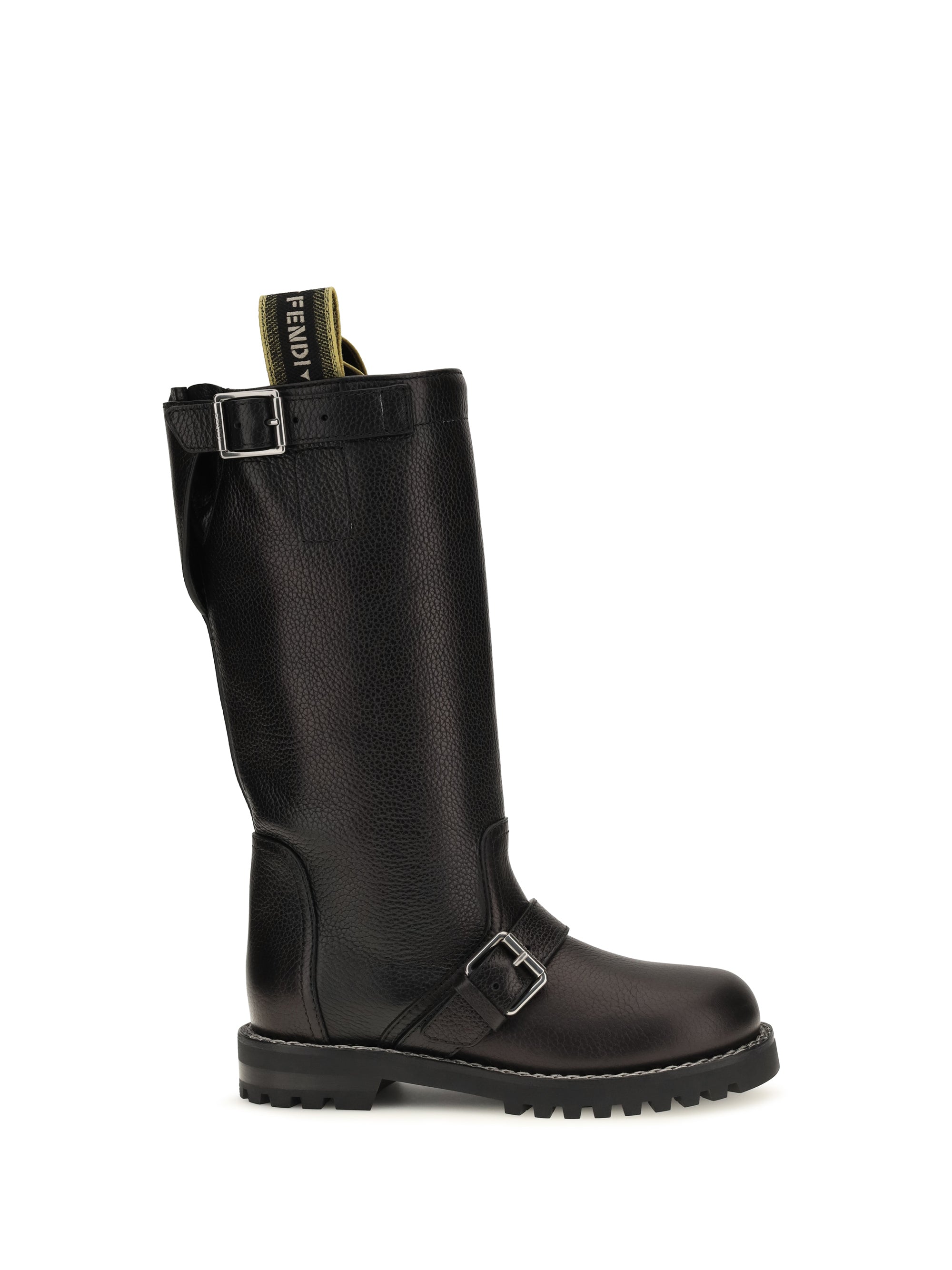 glossy calfskin biker boots