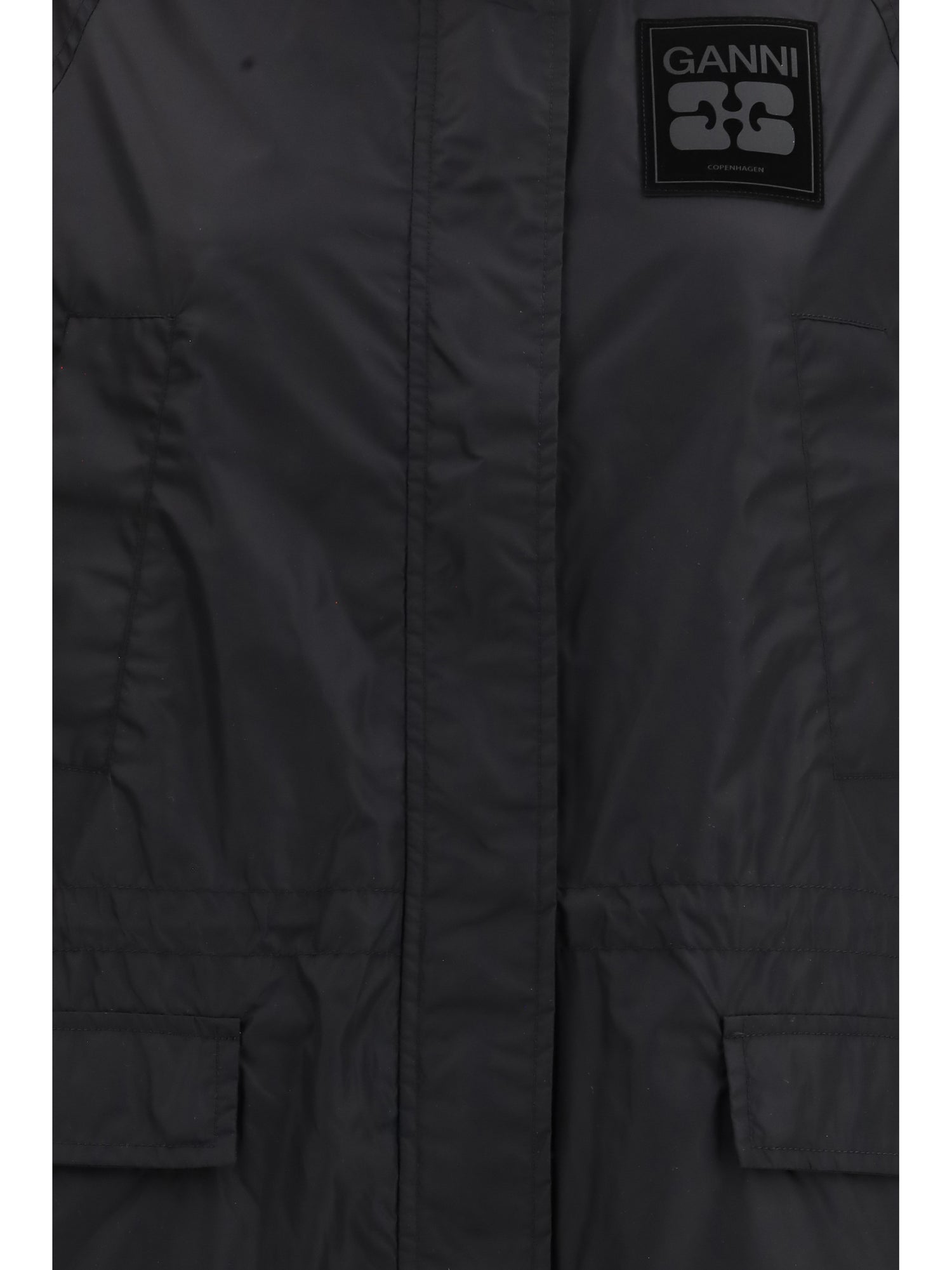 GANNI 34 flyweight banana graphic long parka