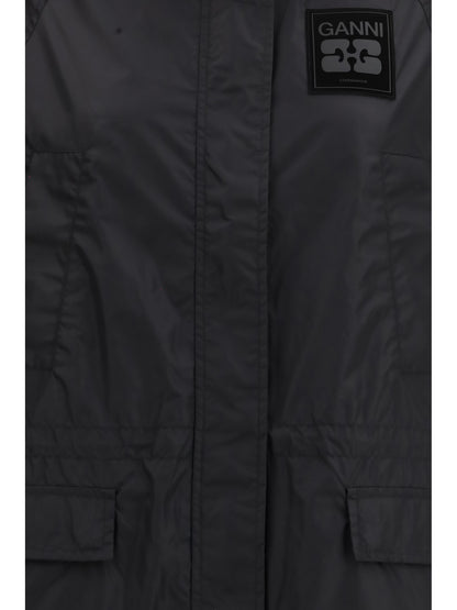 GANNI 34 flyweight banana graphic long parka