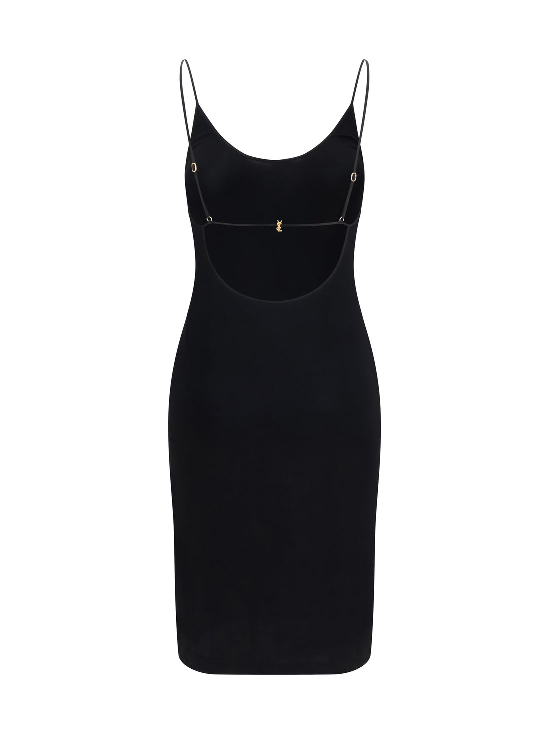 SAINT LAURENT M cassandre open-back ribbed-knit dress