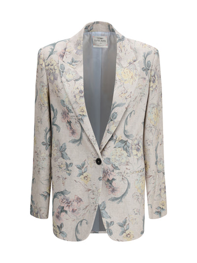 peonia my love motif hopsack linen-blend jacket