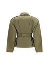 cropped belted high-neck jacket