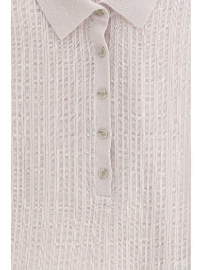ALLUDE L polo-neck short-sleeve sweater