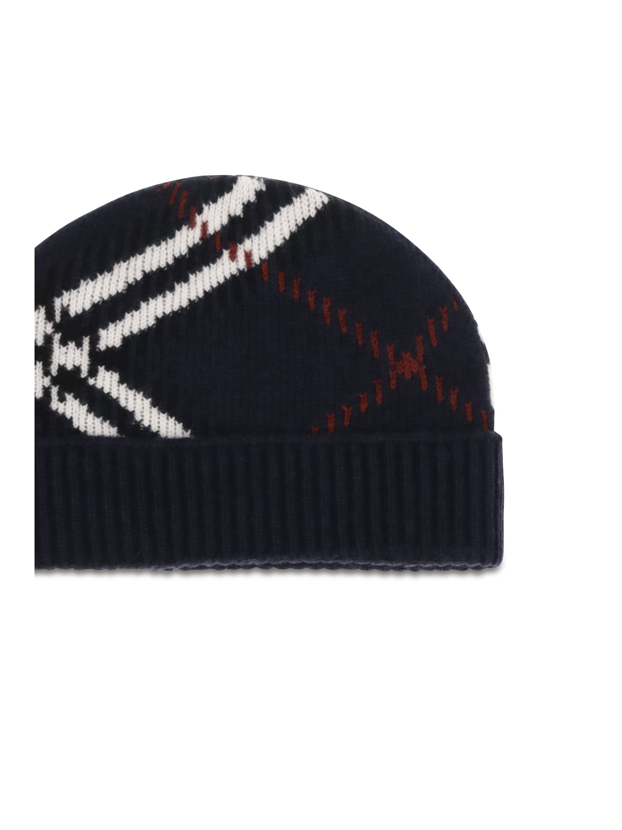 check cashmere-blend beanie