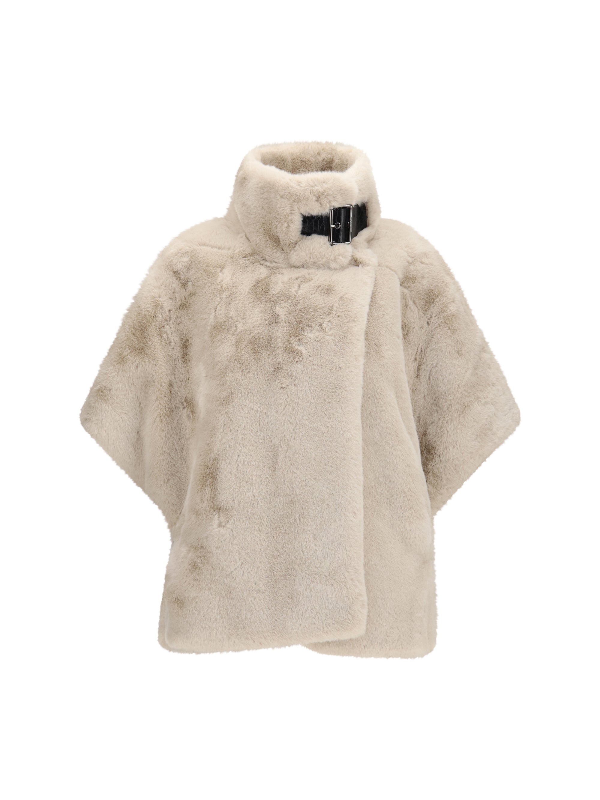faux fur jacket with buckle