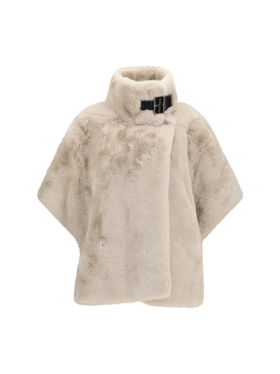 faux fur jacket with buckle
