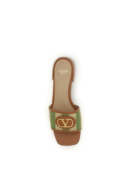 VALENTINO GARAVANI 36 vlogo signature raffia slide sandals 
