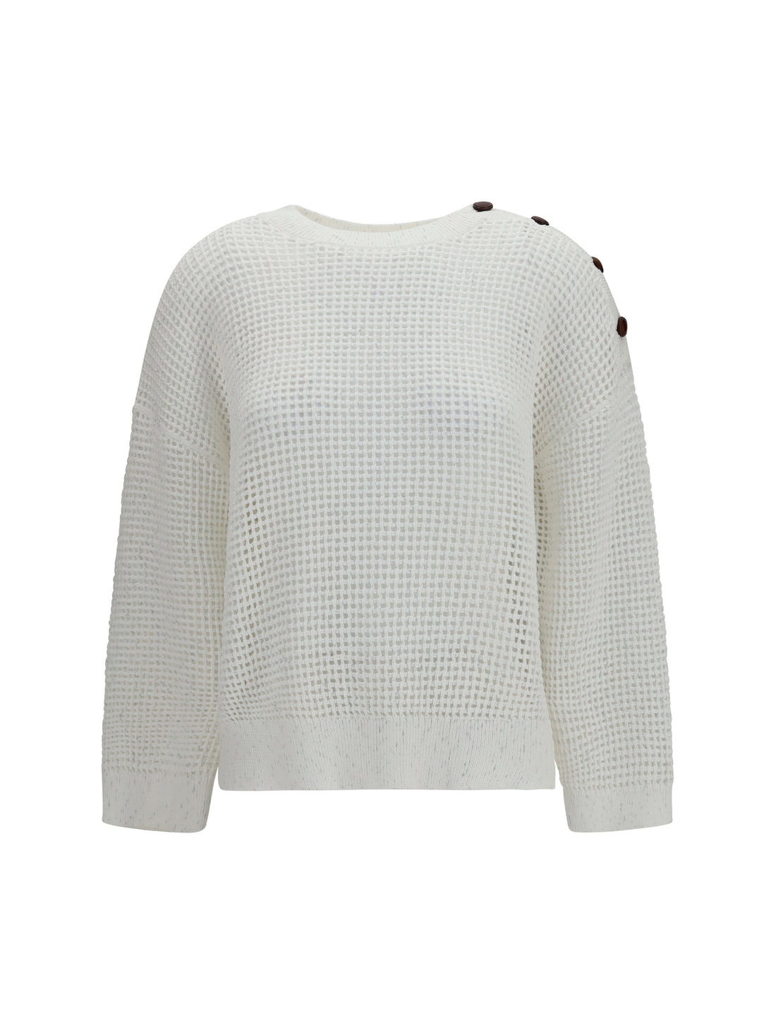 BRUNELLO CUCINELLI M openwork sweater with shoulder buttons