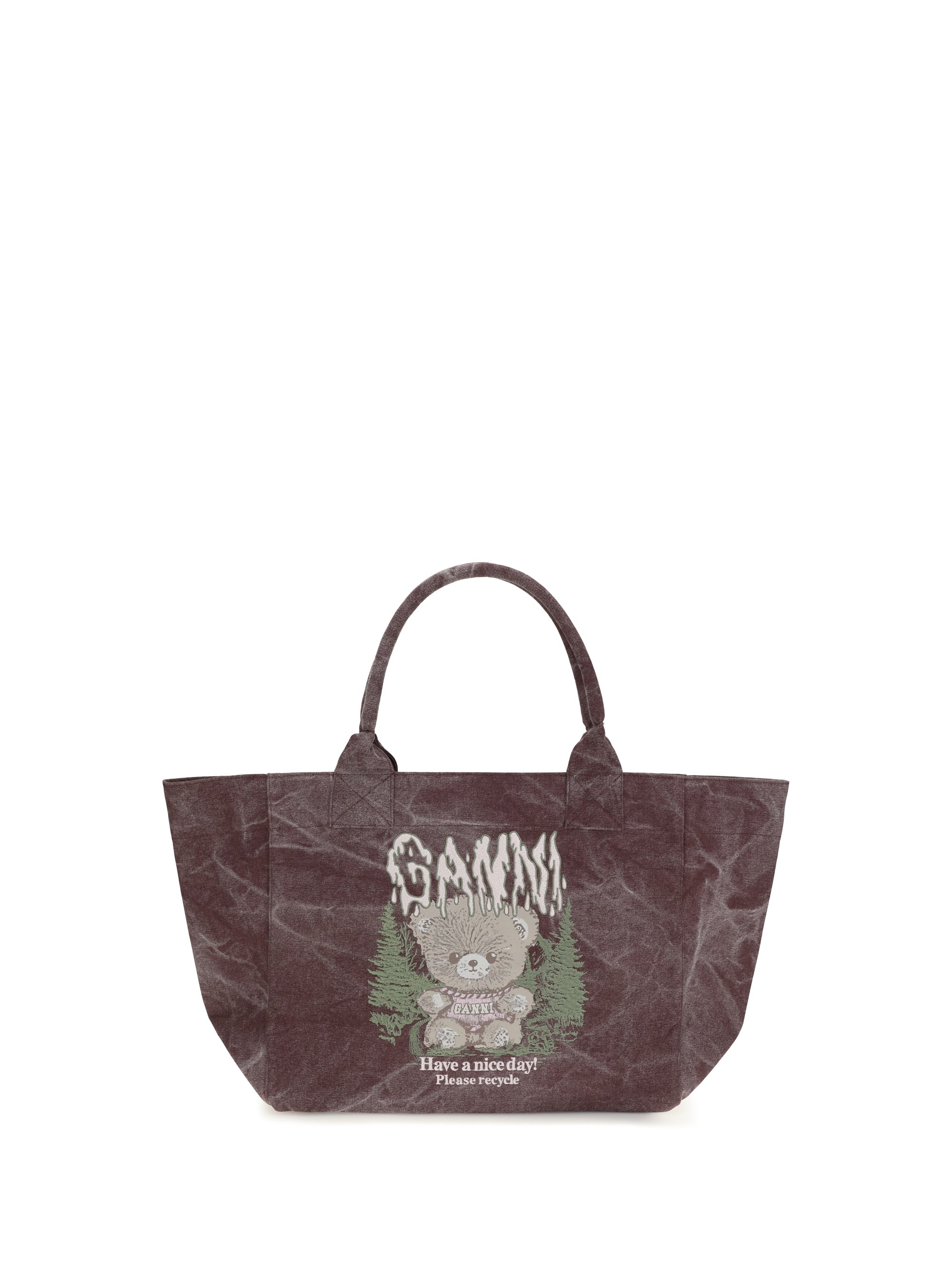 medium trapeze teddy print shopping bag