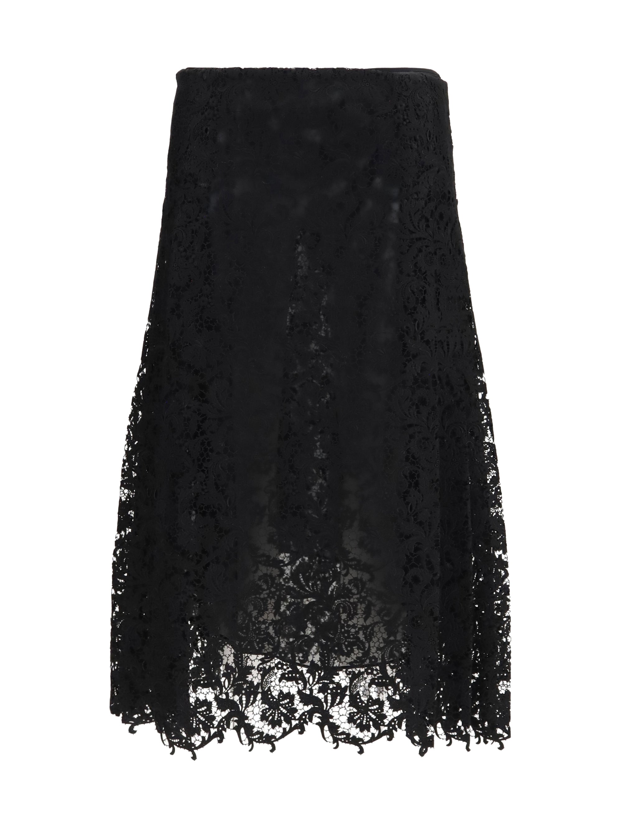 flared midi skirt in macramé lace