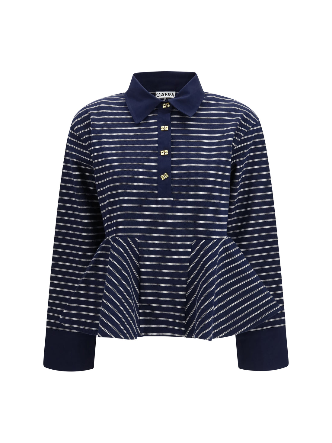GANNI M striped polo shirt