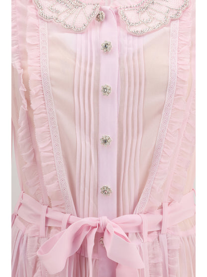 SELF-PORTRAIT 6 pleated georgette midi dress