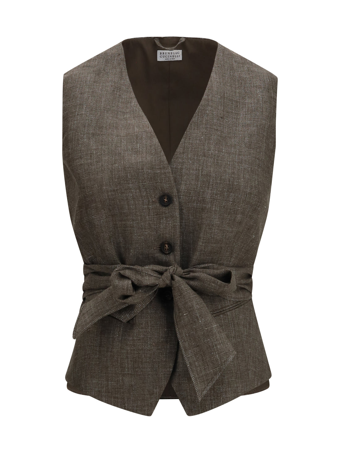 BRUNELLO CUCINELLI 44 belted linen vest