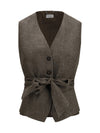 belted linen vest